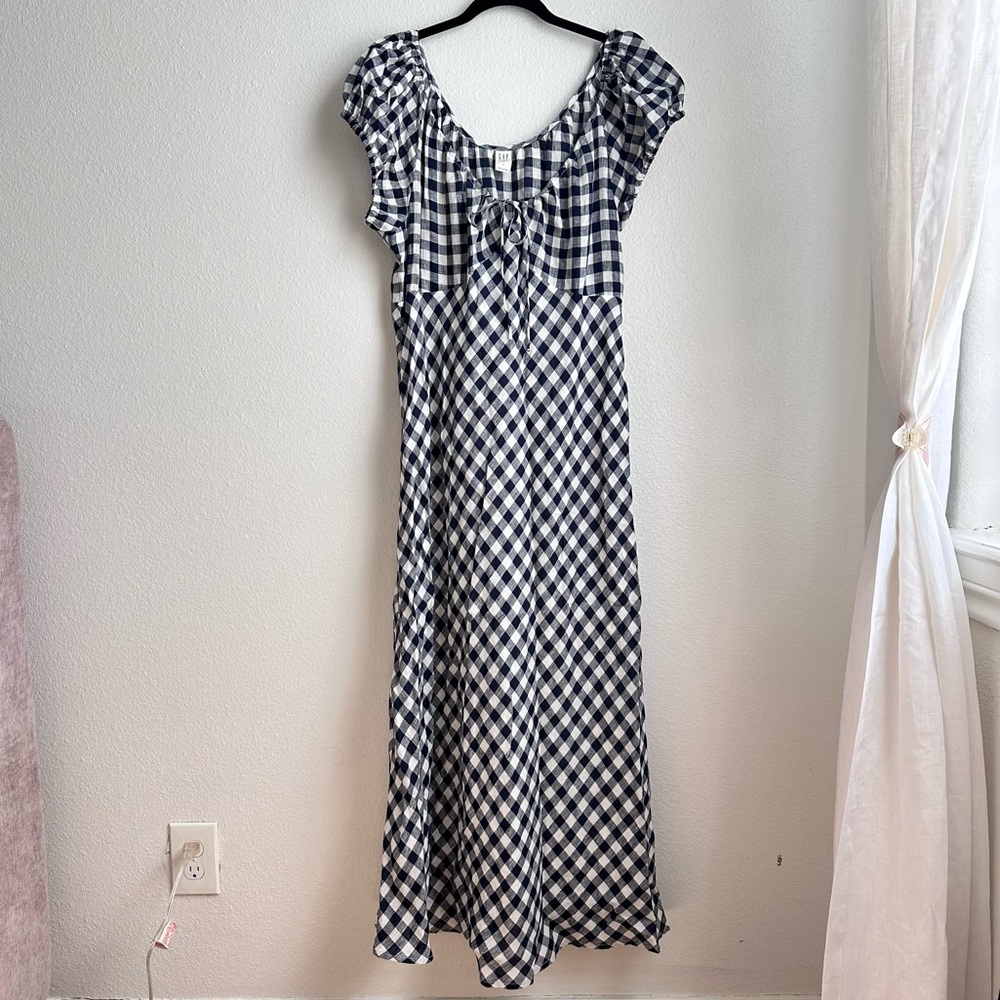 Gap x DOEN Linen Gingham Midi Dress